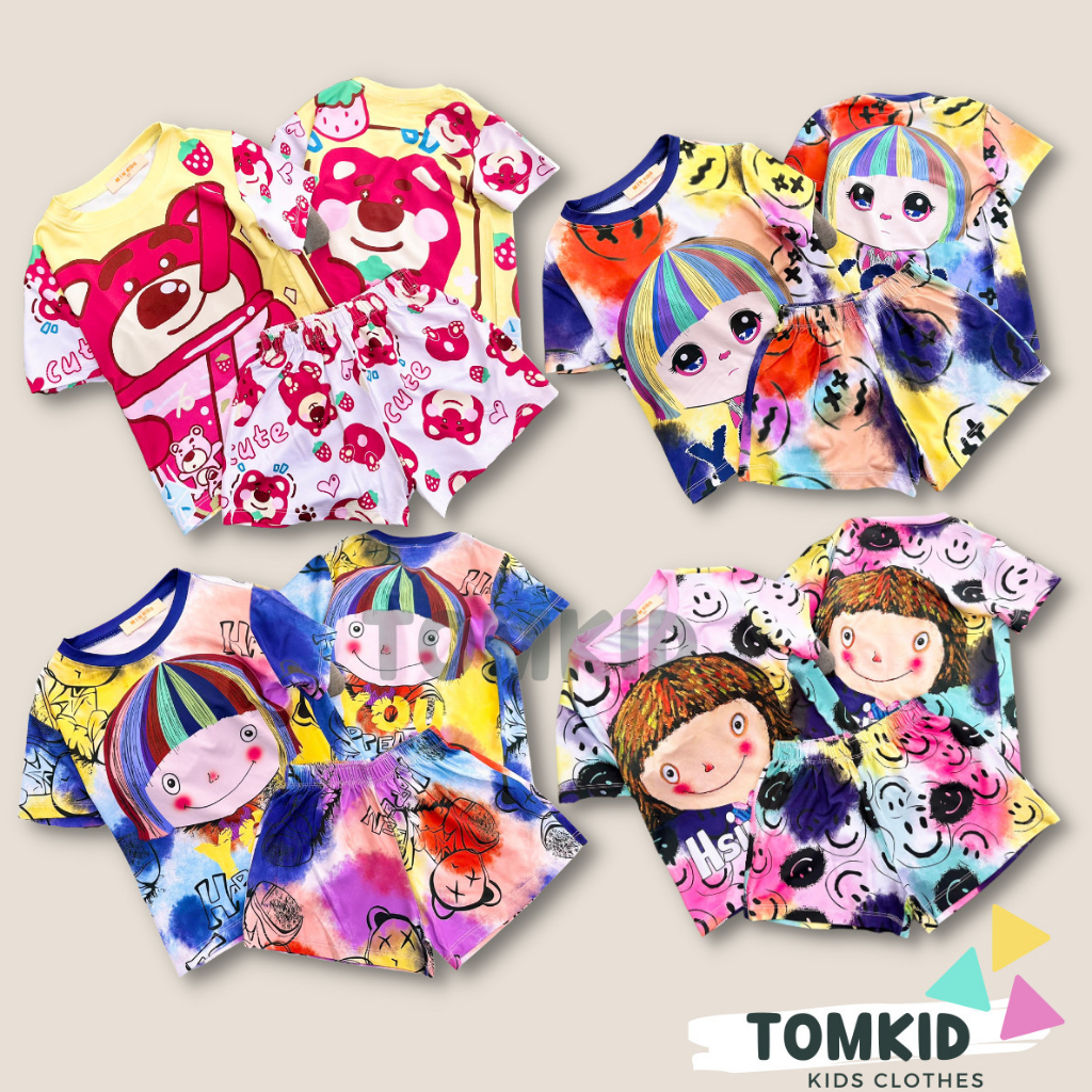 Đồ bộ cho bé gái set đồ bé gái chất thun lạnh chính phẩm loại 1 rộng rãi dày dặn không nhão vải 10-40kg Tomkids