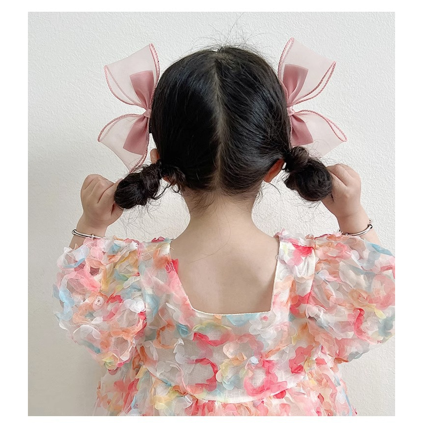 Set 2 kẹp tóc nơ vải lụa satin trơn tông màu pastel siêu xinh phong cách vintage Hàn Quốc cho bé gái SST