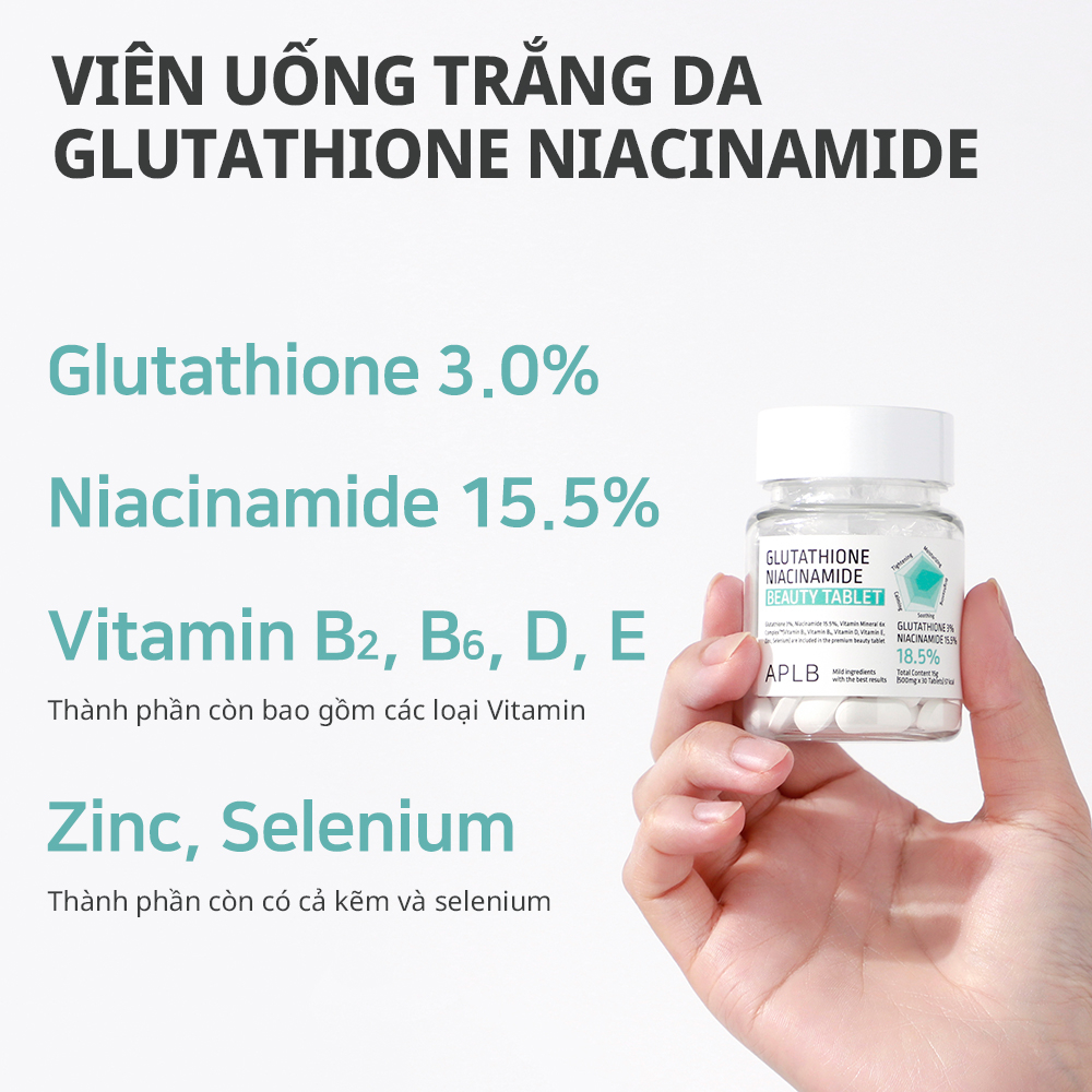 Viên Uống Trắng Da Cao Cấp APLB Glutathione Niacinamide Beauty Tablet 15g