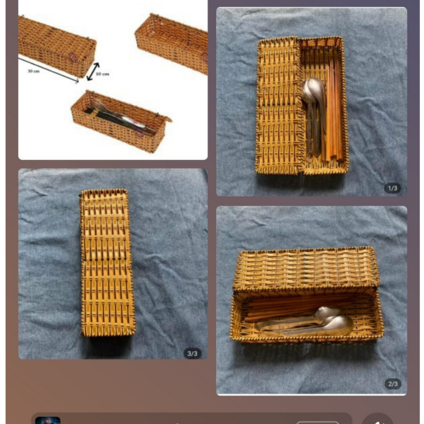 Hộp đựng đũa chữ nhật nhựa mây có nắp đậy tiện lợi dành cho quán ăn gia đình - Mây Tre