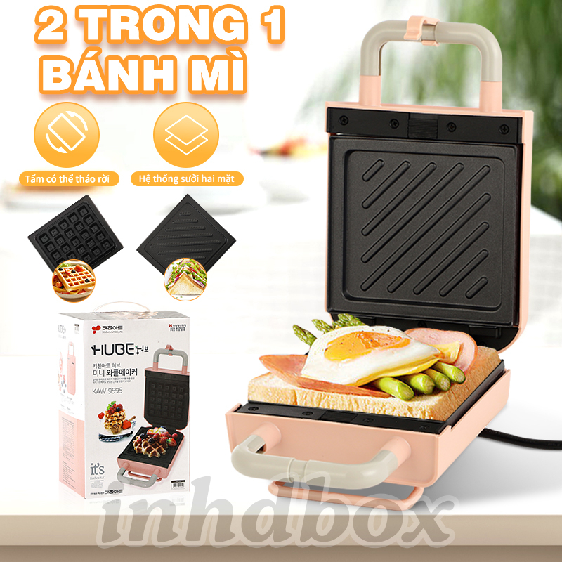 Inhdbox-Máy kẹp nướng bánh mì, ép nướng bánh mỳ dài làm đồ ăn sáng và kinh doanh Chính hãng HAEGER