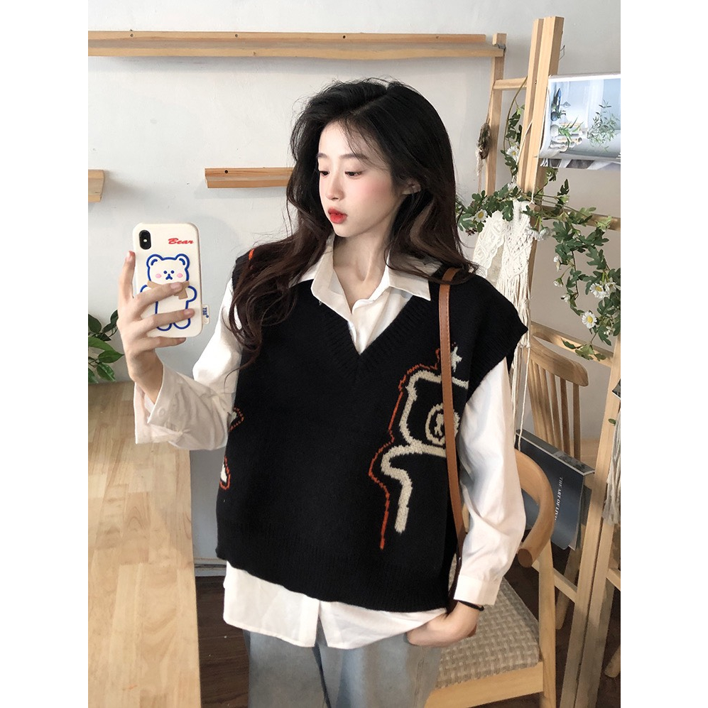 Áo gile len nữ họa tiết thổ cẩm vintage deliz hàng QCCC form rộng chất len dày dặn ChouChou | BigBuy360 - bigbuy360.vn