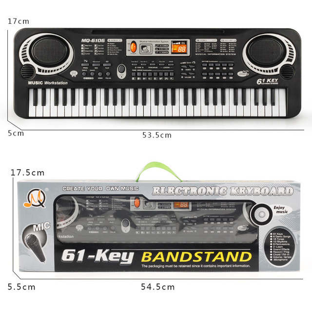 Đàn piano đàn điện tử cho bé tập 61 phím cho bé mơi chơi tặng kèm mic Linda