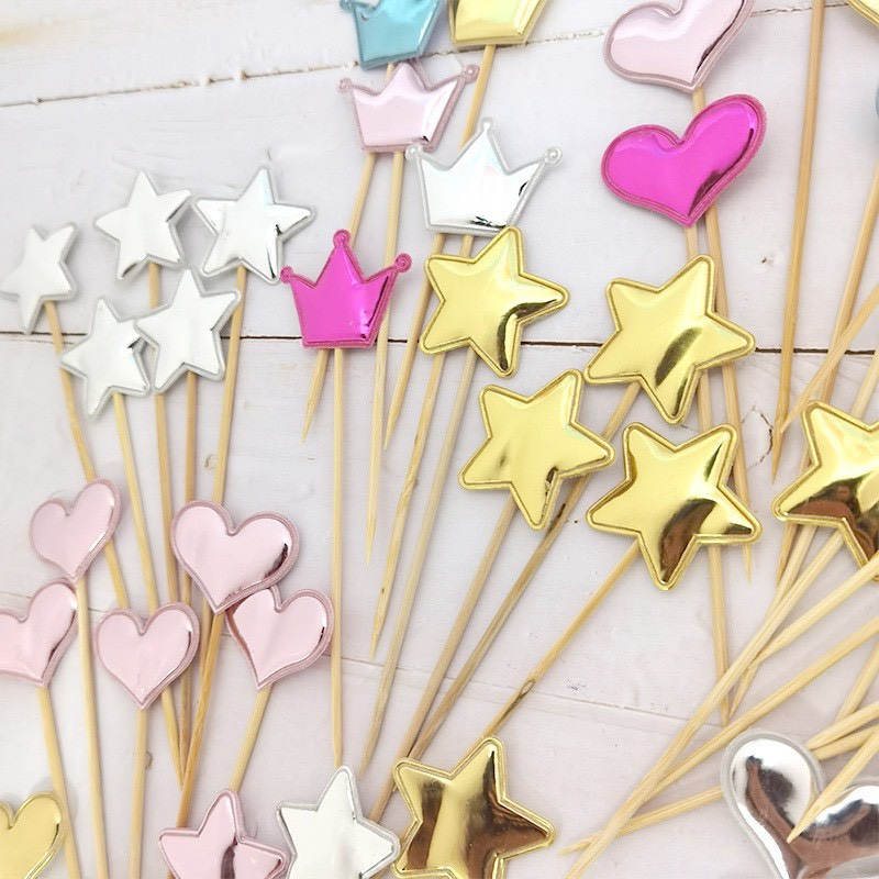 -Gói 60 que cắm da phồng -  Trang trí bánh sinh nhật bánh kem