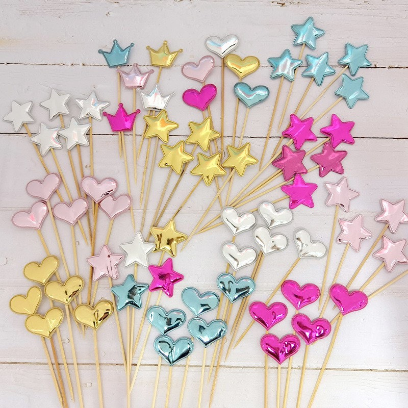 -Gói 60 que cắm da phồng -  Trang trí bánh sinh nhật bánh kem