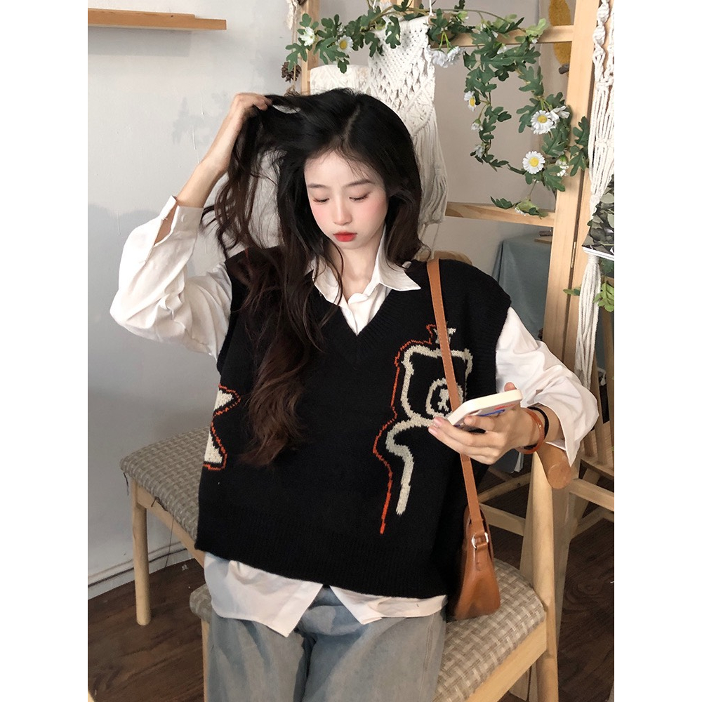 Áo gile len nữ họa tiết thổ cẩm vintage deliz hàng QCCC form rộng chất len dày dặn ChouChou | BigBuy360 - bigbuy360.vn