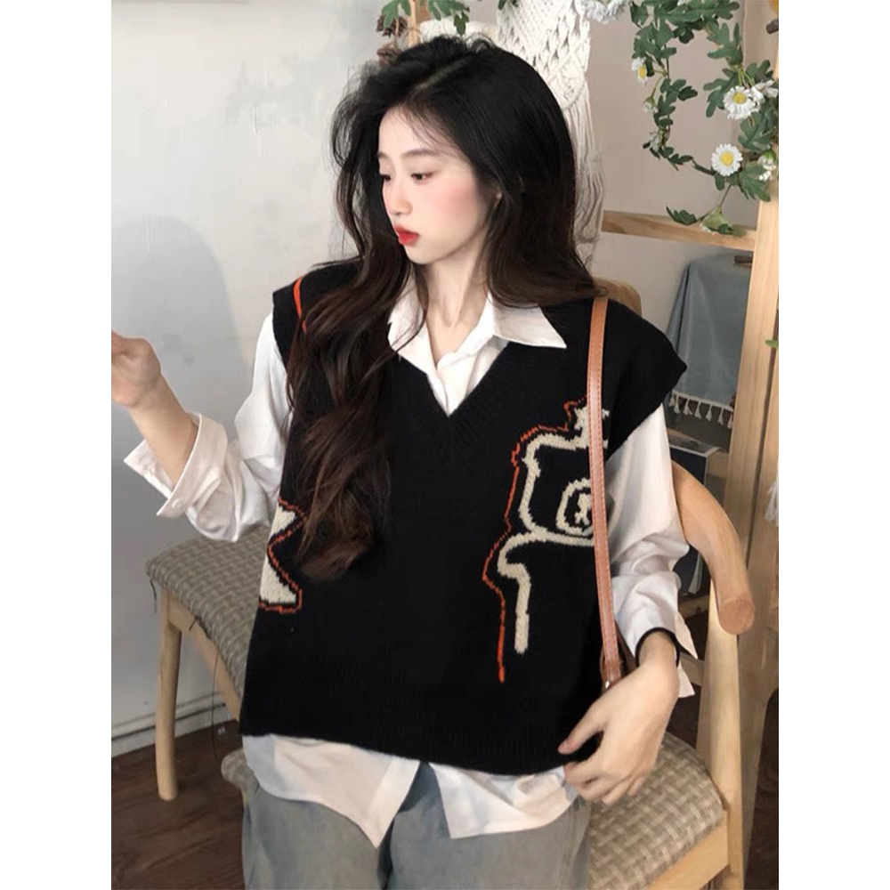 Áo gile len nữ họa tiết thổ cẩm vintage deliz hàng QCCC form rộng chất len dày dặn ChouChou | BigBuy360 - bigbuy360.vn