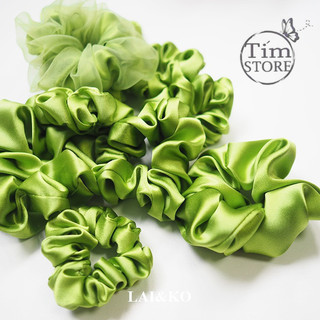 Dây cột tóc scrunchies satin bóng tong xanh TÍM STORE  đơn giản phong cách thời trang hàn quốc