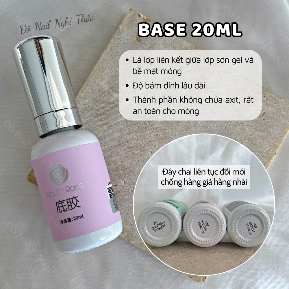 Sơn base top cứng móng hoa hồng cao cấp chính hãng NGHI THẢO 20ml