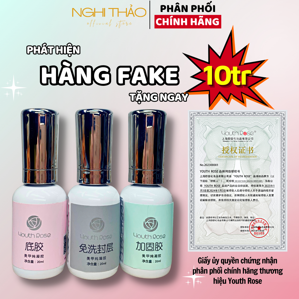 Sơn base top cứng móng hoa hồng cao cấp chính hãng NGHI THẢO 20ml