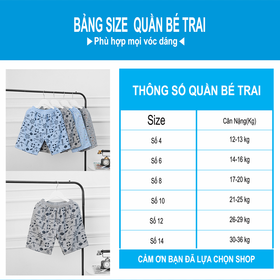 Quần short bé trai, Quần đùi thun bé trai THELA, chất thun da cá cotton cho bé từ 12-36 kg RZM59