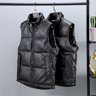 [ XẢ KHO] Áo phao gile nam màu đen chất da hàng quảng châu cao cấp