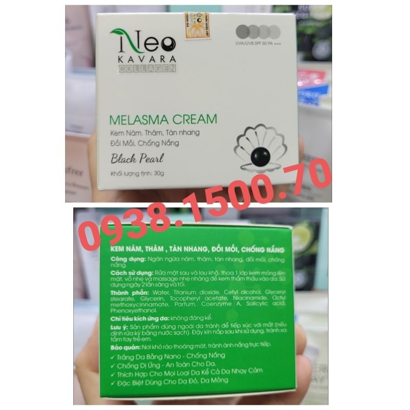 KEM CHỐNG NẮNG NÂNG TÔNG SIÊU KIỀM DẦU TỪ COLLAGEN Neo Karava collagen black  pearl  SPF 50 PA   UVA  UVB 100% moisture