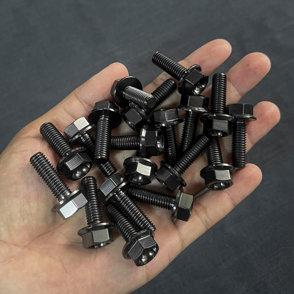 Ốc heo dầu | Ốc pát heo 8li | Titan đen 8li25 | m8 x 25 | 8li 25 | Titan đen 8li gắn pát heo yamaha honda suzuki