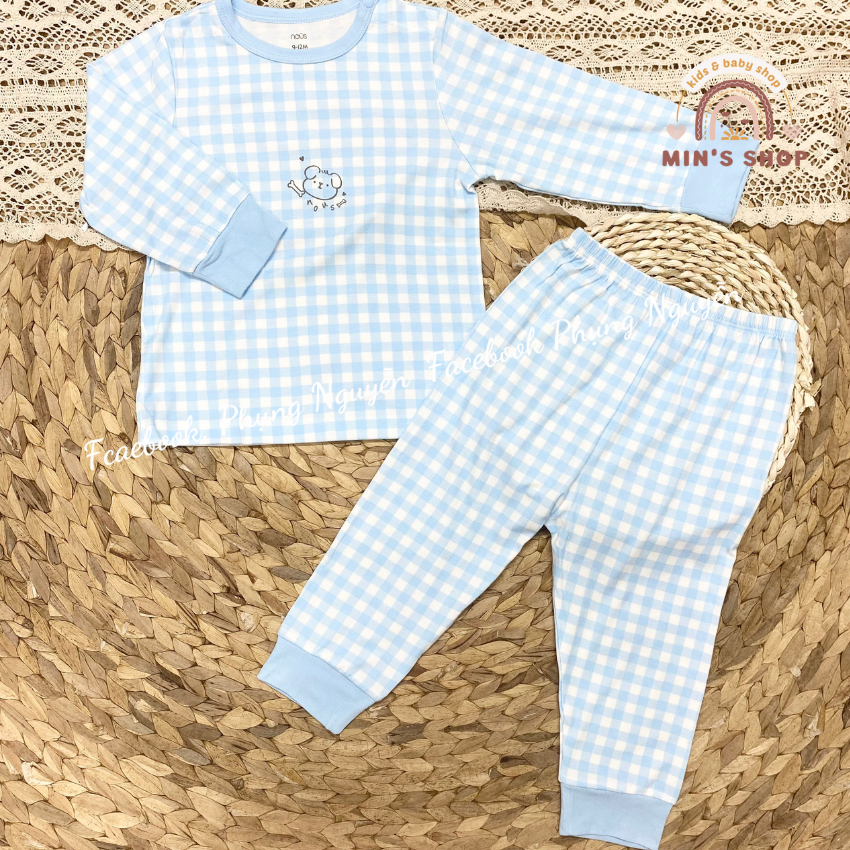 Nous Bộ dài tay cài vai nous chất liệu petit mỏng mát cho bé