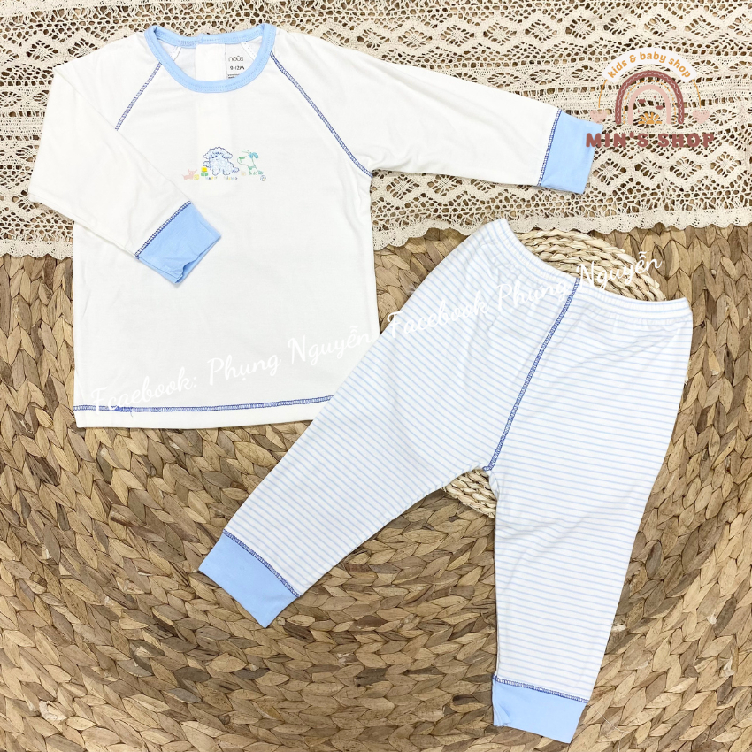 Nous Bộ dài tay cài vai nous chất liệu petit mỏng mát cho bé