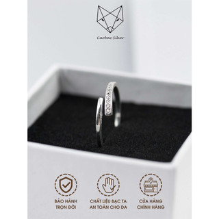 Nhẫn Bạc Ta Nữ CaoBac Silver Mảnh Đơn Giản Basic Dễ Đeo Thiết Kế Đính Đá Dáng Hở Lấp Lánh Sang Trọng Dễ Phối Đồ