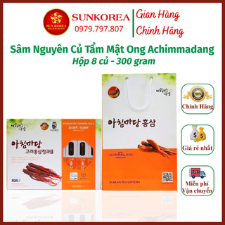 Hồng sâm nguyên củ tẩm mật ong achimmadang hàn quốc - hộp 8 củ 300g