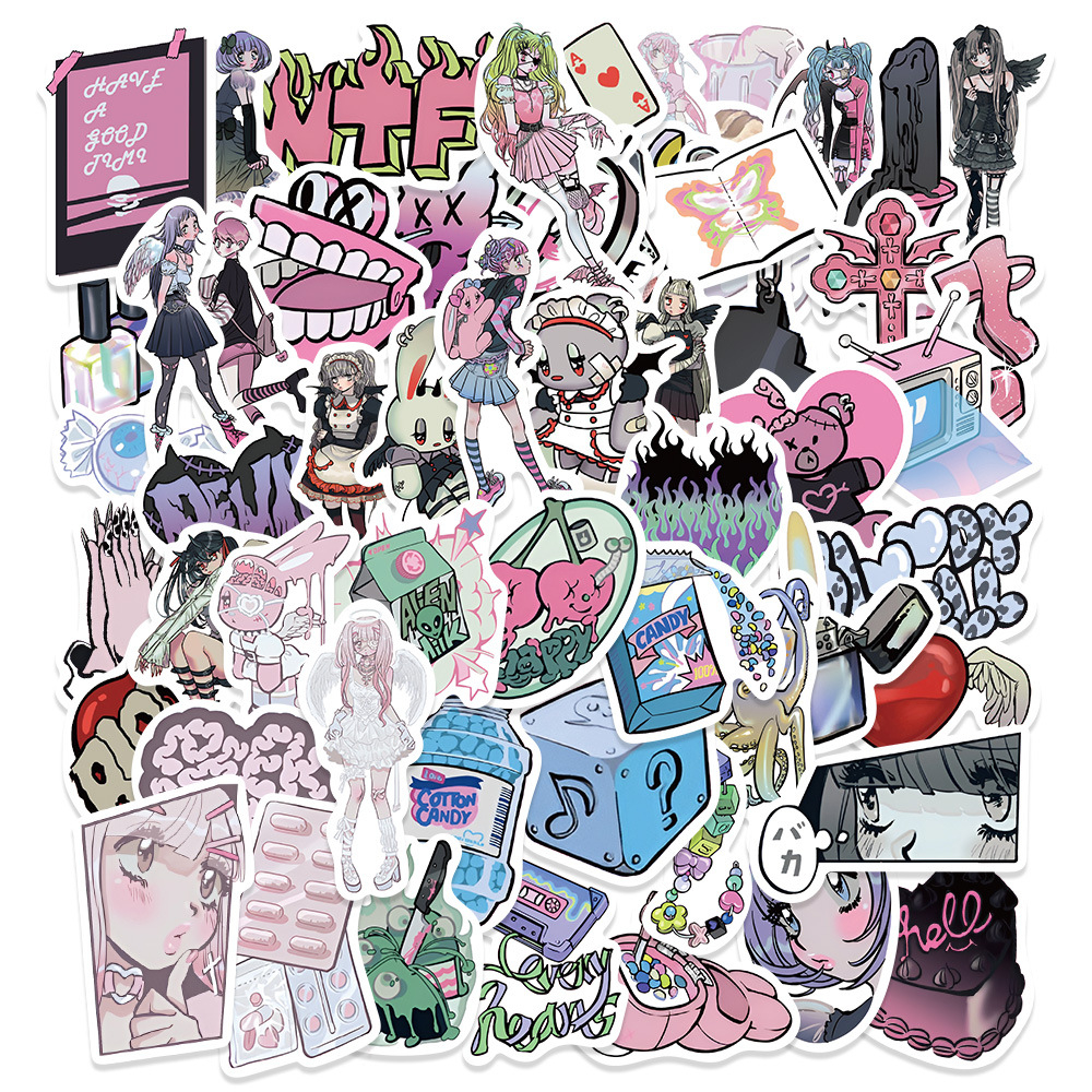 Set 60, 65,80,90,100 Miếng Dán Stcker Chống Thấm Nước Dán Laptop, Điện Thoại Cute