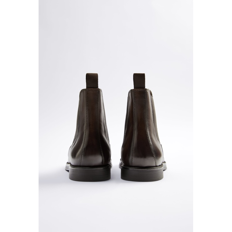 Giày boots nam da nâu đậm Zara authentic ANKLE size 39