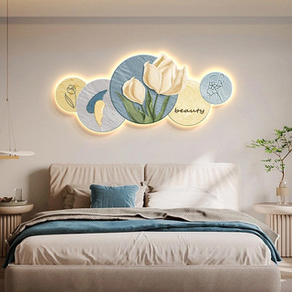 Tranh đèn led tráng gương uv cao cấp hoa tulip trắng tặng kèm đinh treo