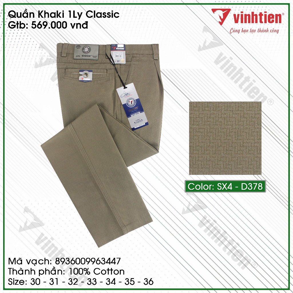 Quần KaKi 1Ly Trung Niên Classic 569 Vĩnh Tiến - Nhiều Màu