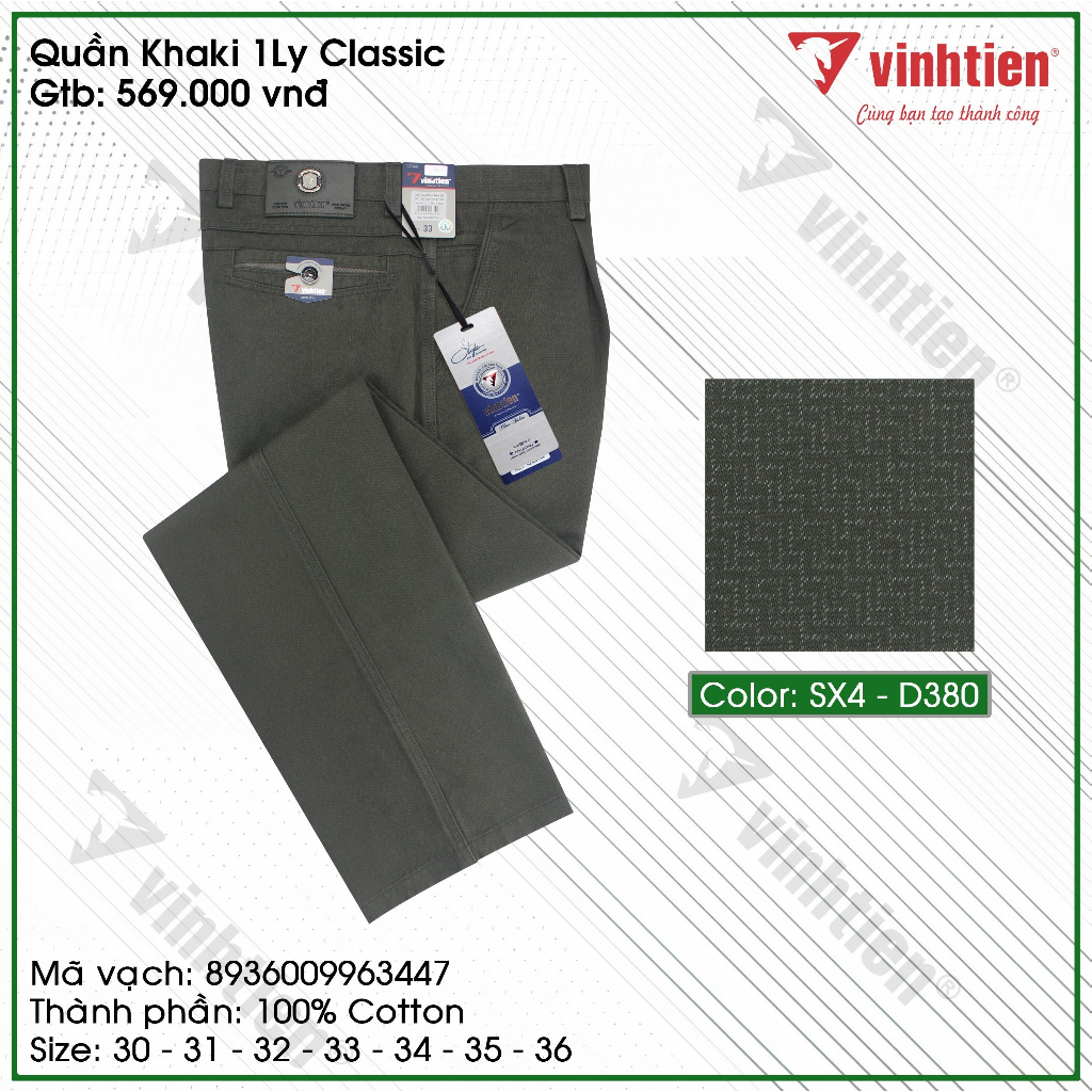 Quần KaKi 1Ly Trung Niên Classic 569 Vĩnh Tiến - Nhiều Màu