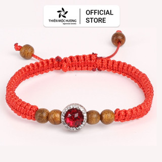 Vòng tay trầm hương chỉ đỏ Nguyệt Trầm - Thiên Mộc Hương - Thành công,hạnh phúc - charm bạc S925
