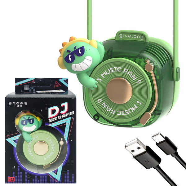 GL/120-123-Đồ chơi quạt tích điện siêu mát đeo cổ- Hình DJ Music