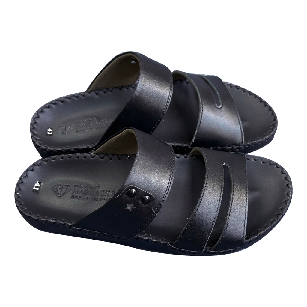 Dép nam quai ngang da bò cao cấp D75 mẫu trung niên thời trang đẳng cấp