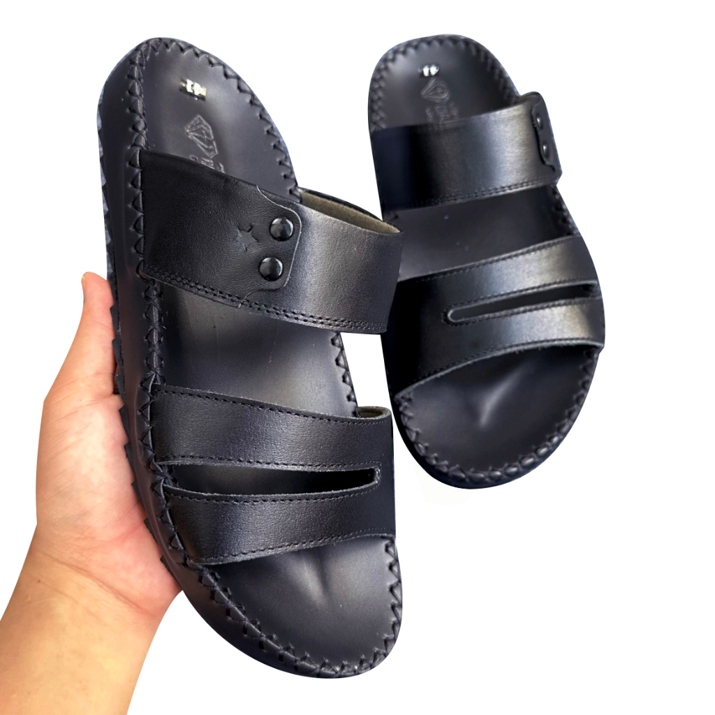 Dép nam quai ngang da bò cao cấp D75 mẫu trung niên thời trang đẳng cấp