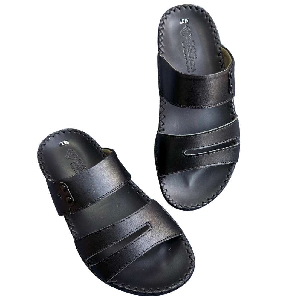 Dép nam quai ngang da bò cao cấp D75 mẫu trung niên thời trang đẳng cấp