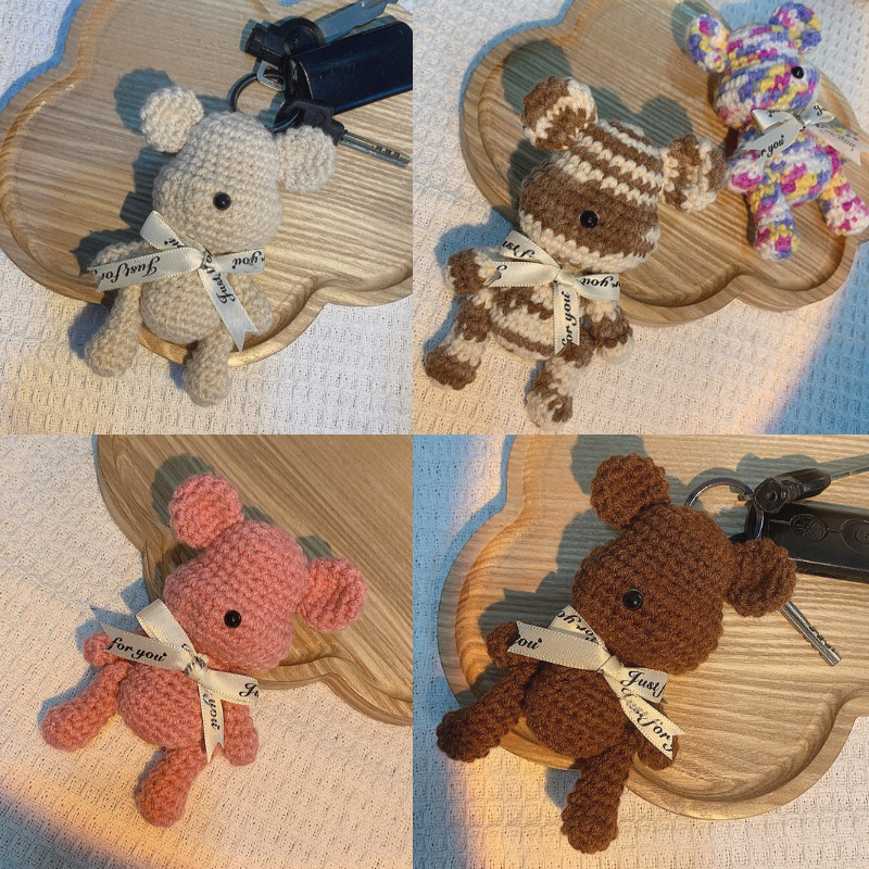 Móc Khoá Gấu Bearbrick Bằng Len Handmade Thủ Công, Móc Khoá Xe, Túi Xách