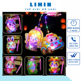 Đèn lồng trung thu, lồng đèn trung thu, đèn lồng 2 mảnh 3 chế độ sáng, nhiều mẫu dễ thương cho bé