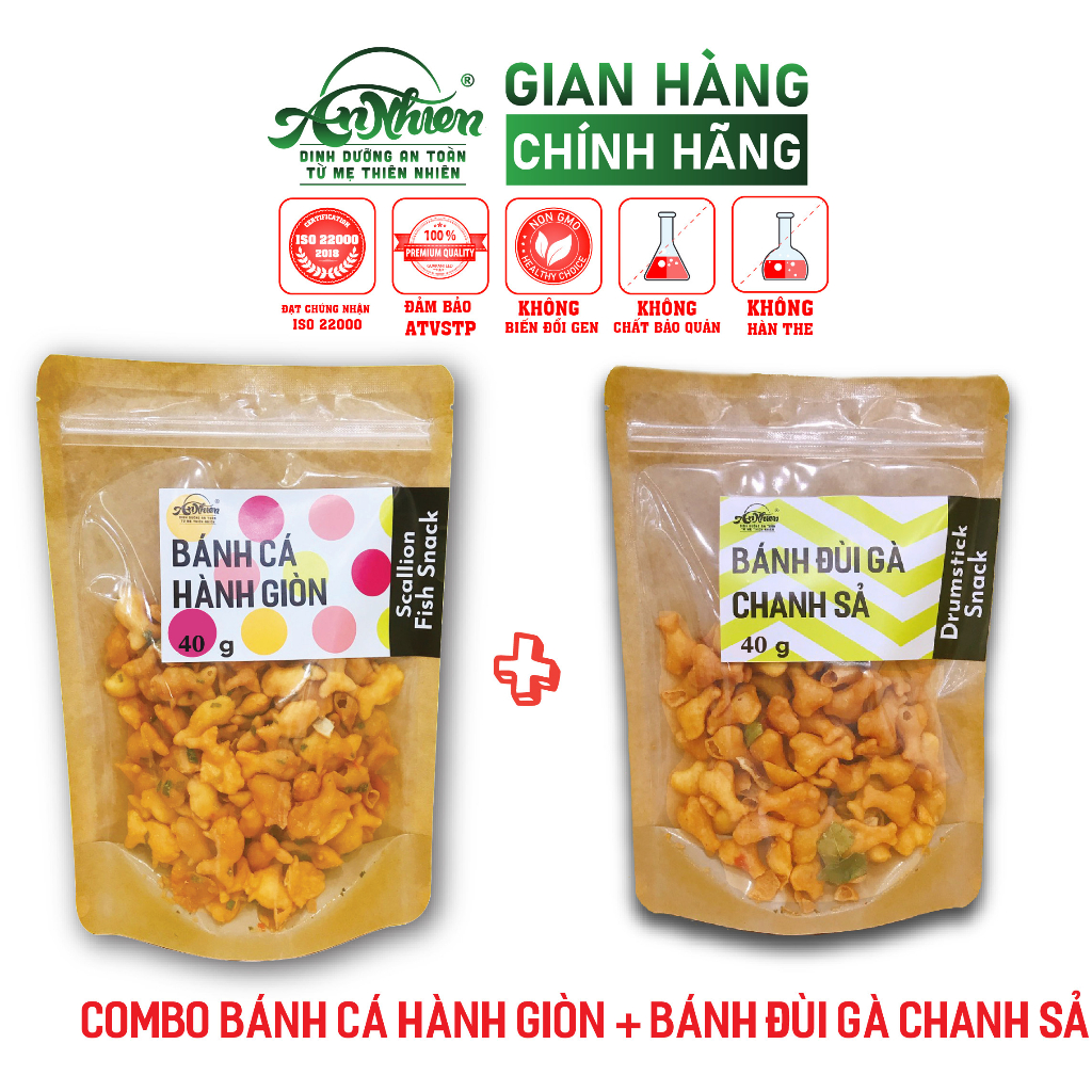 ĐỘC QUYỀN, COMBO Bánh Đùi Gà Chanh Sả 40G VÀ BÁNH CÁ HÀNH GIÒN GIÒN 40G