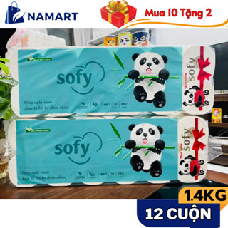 Giấy vệ sinh SOFY XANH gấu trúc 12 cuộn 1.4Kg dày 4 lớp mềm mịn, loại 1 - Namart