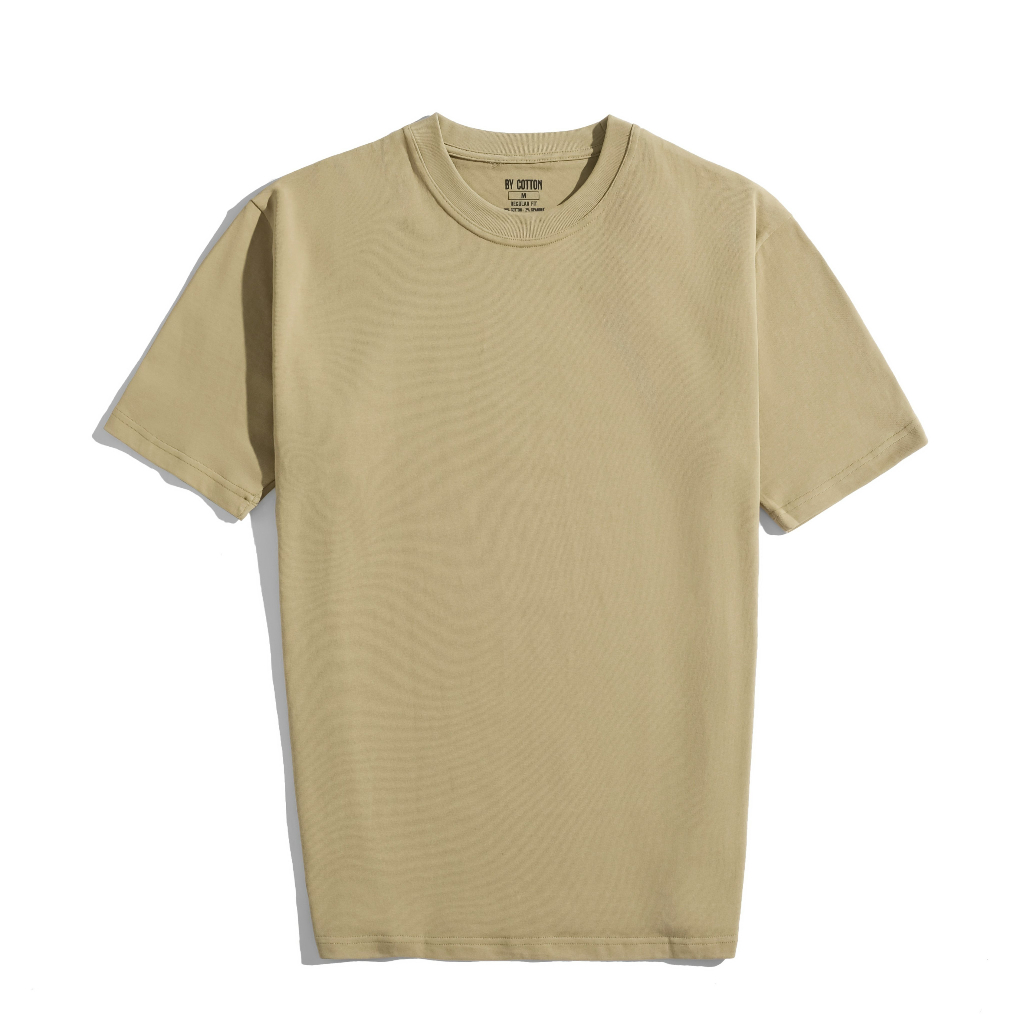 Áo Thun Nam Cao Cấp 2 màu Kem và Nâu In Beach BY COTTON
