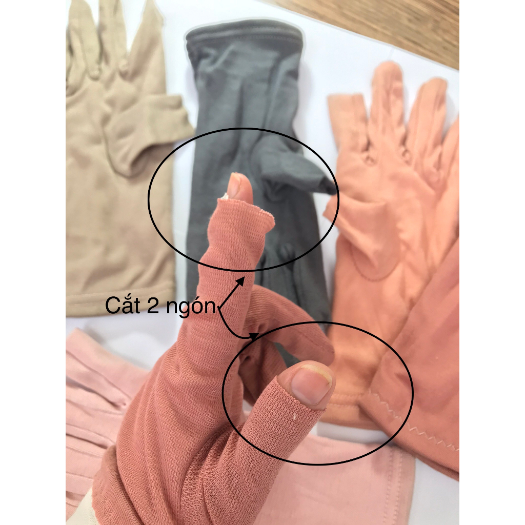 Găng tay chống nắng, bao tay chống nắng vải thun 2 lớp nhiều màu dài 25cm