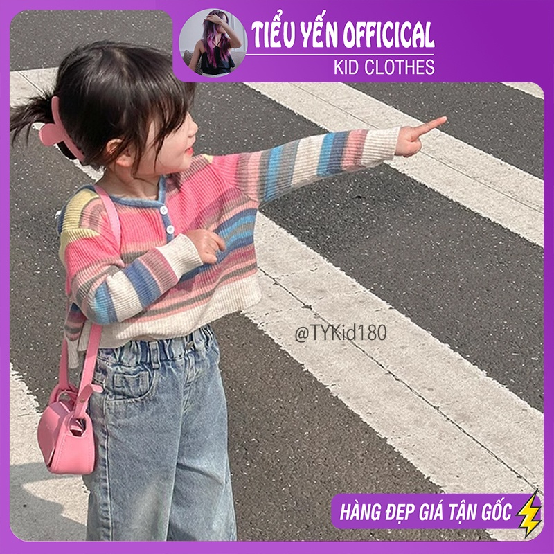 Quần áo trẻ em, Áo len thu đông bé gái, áo len dáng rộng cá tính cho bé 13-35kg A180 | Tiểu Yến KID