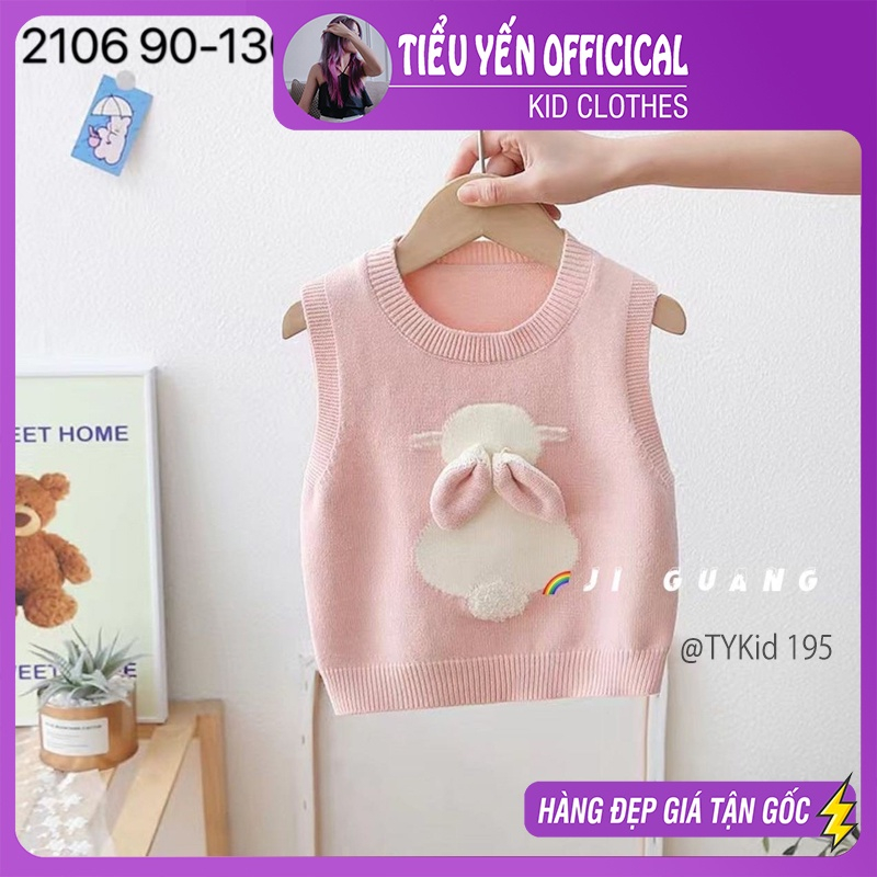 Quần áo trẻ em, Áo len bé gái, áo gile len thỏ hồng dễ thương cho bé 9-22kg A195 | Tiểu Yến KID