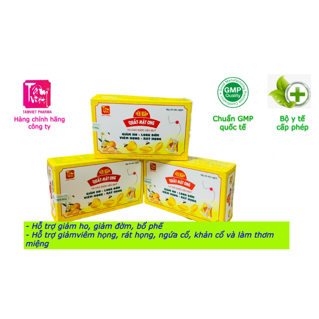 ✅✅✅VIÊN NGẬM QUẤT MẬT ONG TÂM VIỆT (Hộp 24 viên)