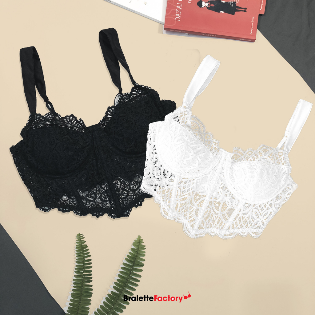Áo lót ren croptop nhẹ nhàng, áo ngực quyến rũ BraletteFactory có gọng và mút lót sẵn, áo bra ren nâng ngực sexy [N05]