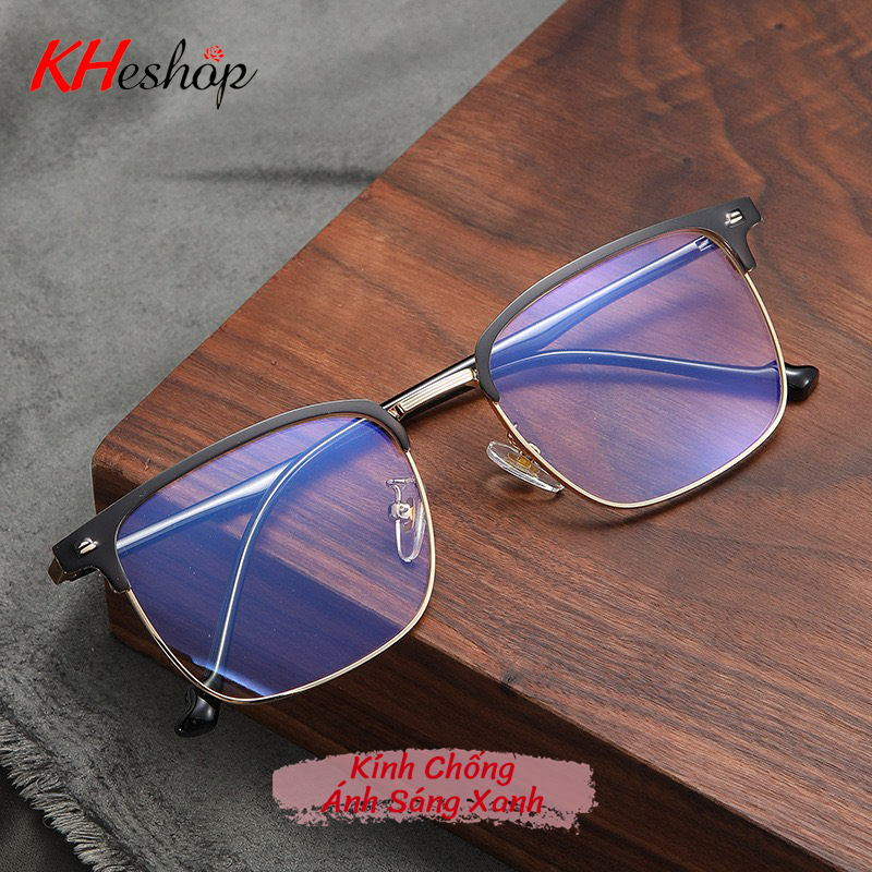 Kính 0 độ bảo vệ mắt, Gọng Hợp Kim cao cấp form vuông dễ lắp tròng cận thị mã Y9831