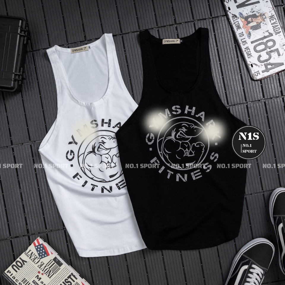 Tanktop Tập Gym Dây, Chất Thun Cotton 100%, Co Giãn Tốt