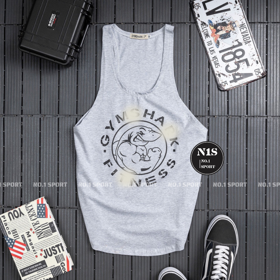 Tanktop Tập Gym Dây, Chất Thun Cotton 100%, Co Giãn Tốt