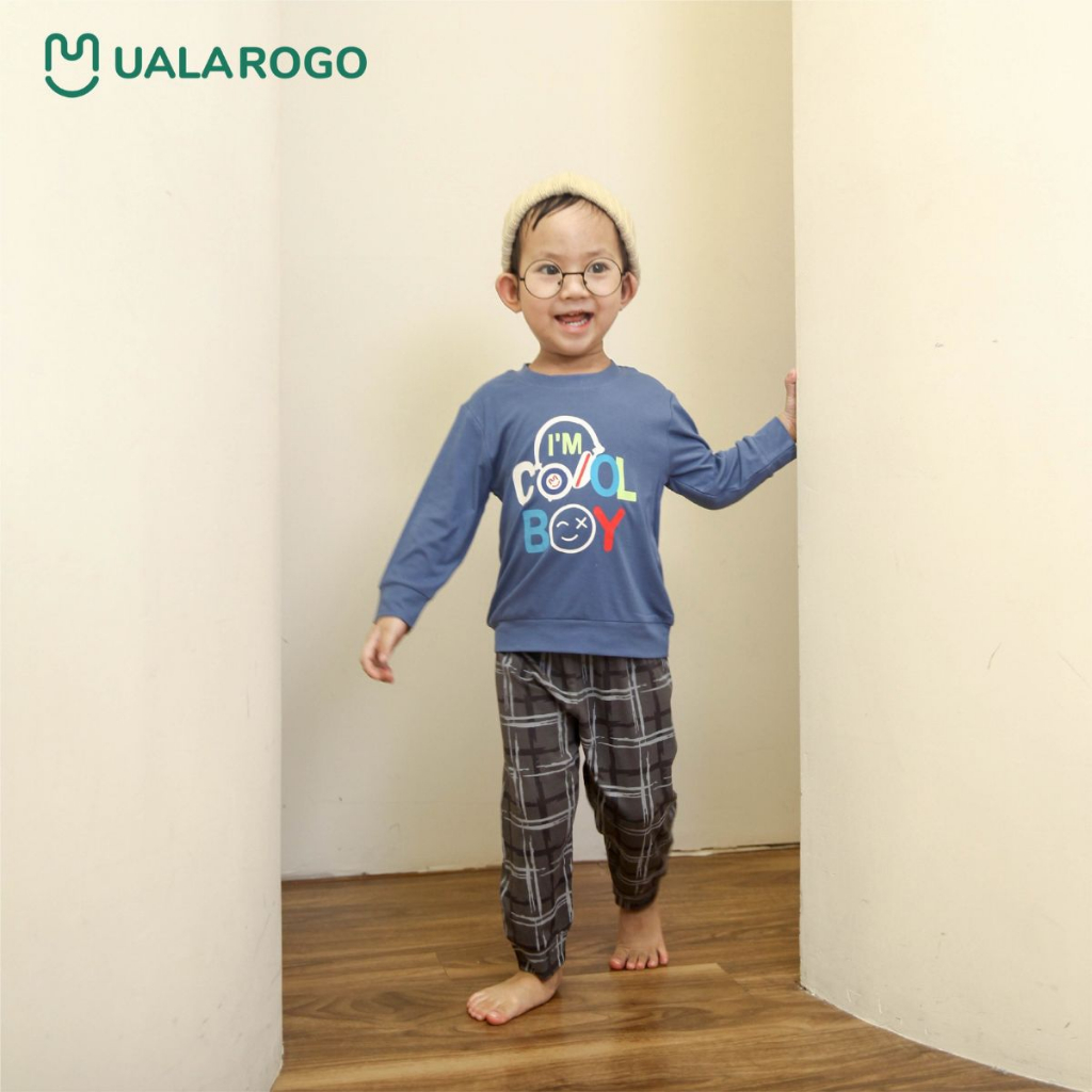 Bộ quần áo dài tay cho bé Ualarogo 9 tháng - 4 tuổi vải Petit thoáng mát co giãn thấm hút mềm mại 2269