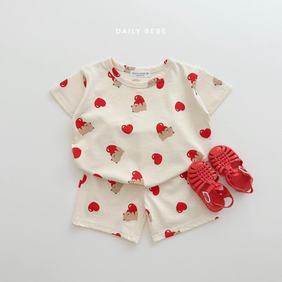 DailyBebe Set rời cộc Heart Bear Hàn Quốc cho bé