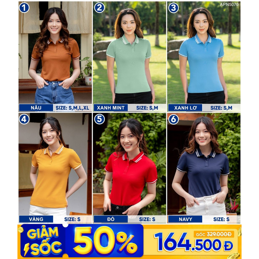 [Sale 50%] Áo thun polo nữ kẻ to YODY thấm hút mồ hôi, khử mùi siêu tốt APN5070