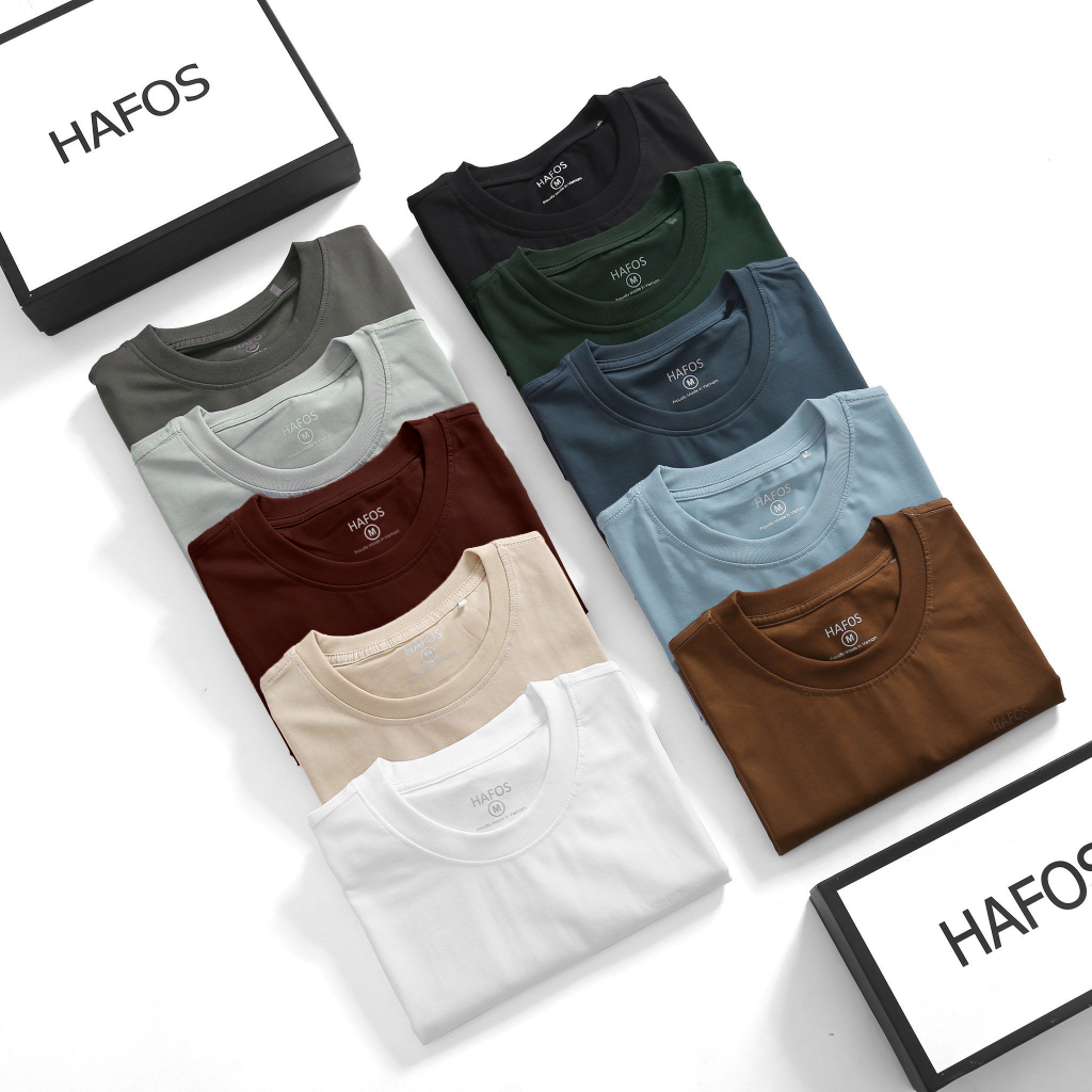 Áo thun nam HAFOS Basic 10 màu, vải Cotton cao cấp, co giãn