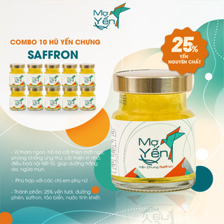 Combo 10 hũ yến chưng saffron mợ yến, hỗ trợ cải thiện mất ngủ, cải thiện trí nhớ 25% yến thật